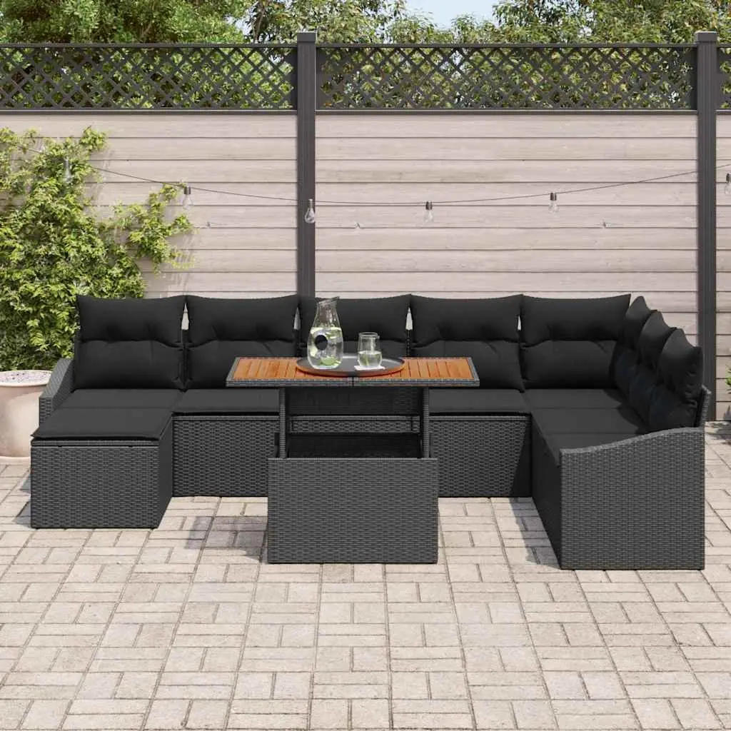 Outdoor Garden Sofa Set 9 Pieces Modular Rattan Patio Seating with Storage