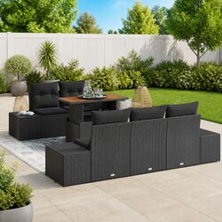 6 Piece Modular Rattan Garden Sofa Set - Specifications Included