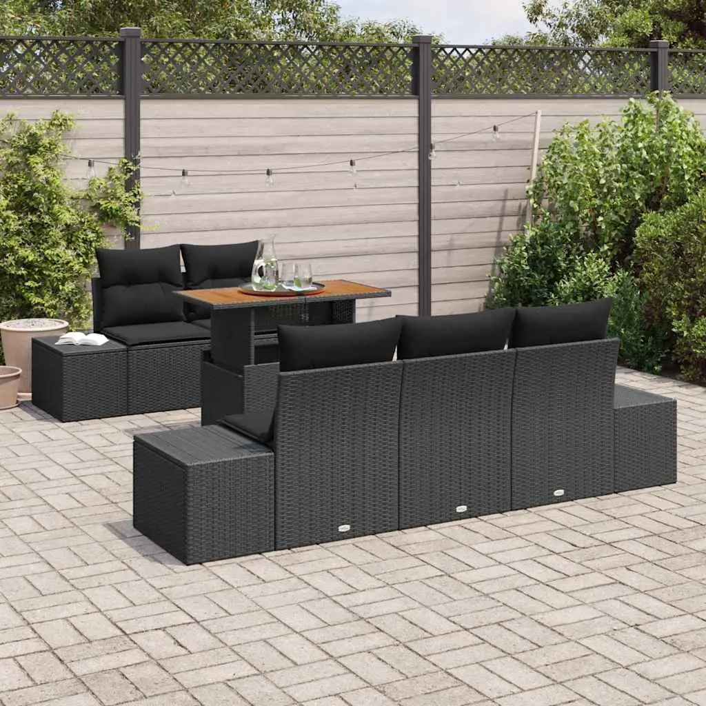 Modular Outdoor Garden Sofa Set 6 Piece Black Patio Furniture