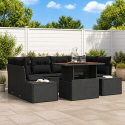 Detailed Specs of 7-Piece Garden Sofa Set in Black