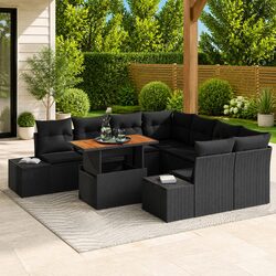 9-Piece Modular Outdoor Sofa Set with Steel Frame