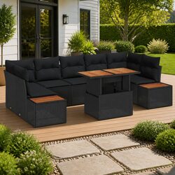 Outdoor Sofa Set Specifications: 8-Piece Modular Black
