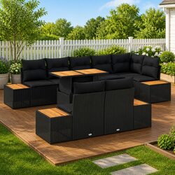 9-Piece Garden Sofa Set: Modular Design & Storage Features
