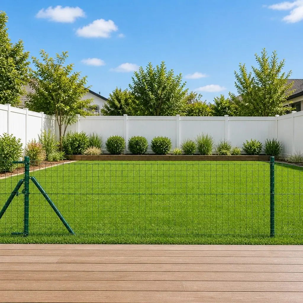 26 Green Powder-Coated Steel Fence Posts for Gardens