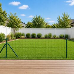 26 Green Powder-Coated Steel Fence Posts for Gardens