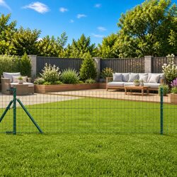 26-Piece Garden Fence Post Set - Green Steel Construction