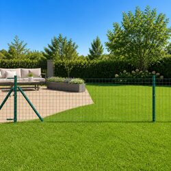 Fence Posts Set: 52 Green Powder-Coated Steel Posts