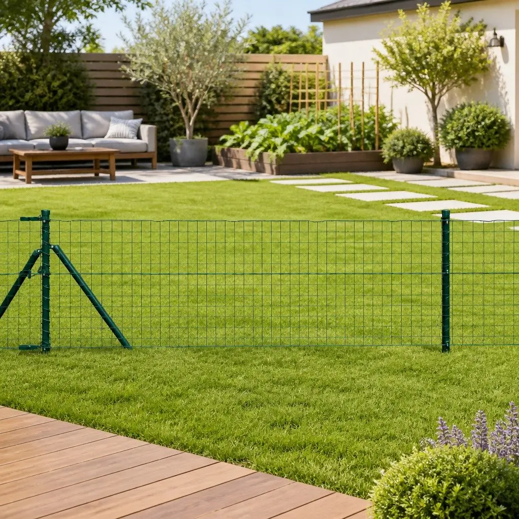 Green Powder-Coated Steel Fence Posts