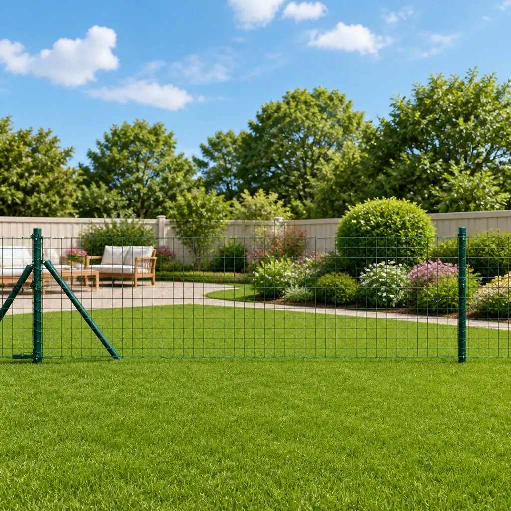 Fence Posts Embedded Steel Green Powder-Coated Garden Barriers Outdoor 52 Pack
