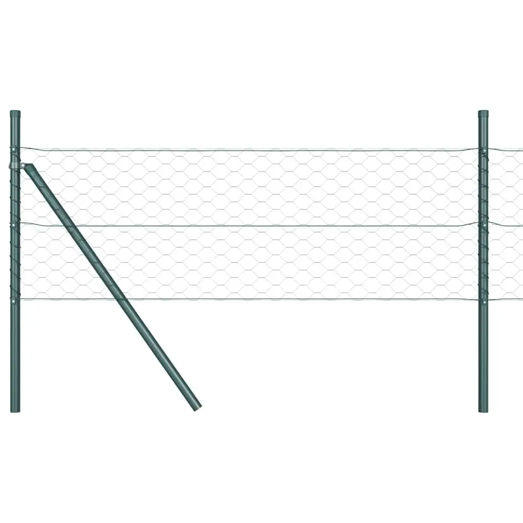 Hexagonal Fence Ground Fix Outdoor Garden 25 x 1 m Green PVC-Coated Steel Mesh