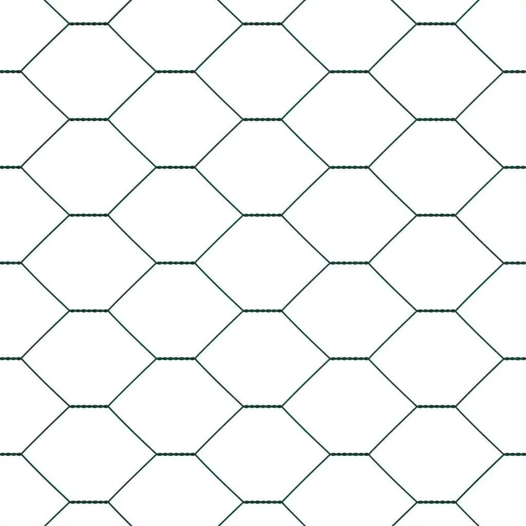 Hexagonal Fence Ground Fix Outdoor Garden 25 x 1 m Green PVC-Coated Steel Mesh