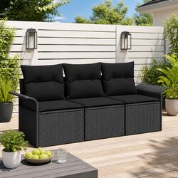 Specifications for 3-Piece Black Outdoor Sofa Set with Cushions