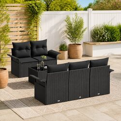 Specifications of 6-Piece Outdoor Sofa Set Black Poly Rattan