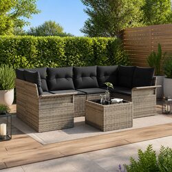 Dimensions and Details of 7-Piece Grey Garden Sofa Set
