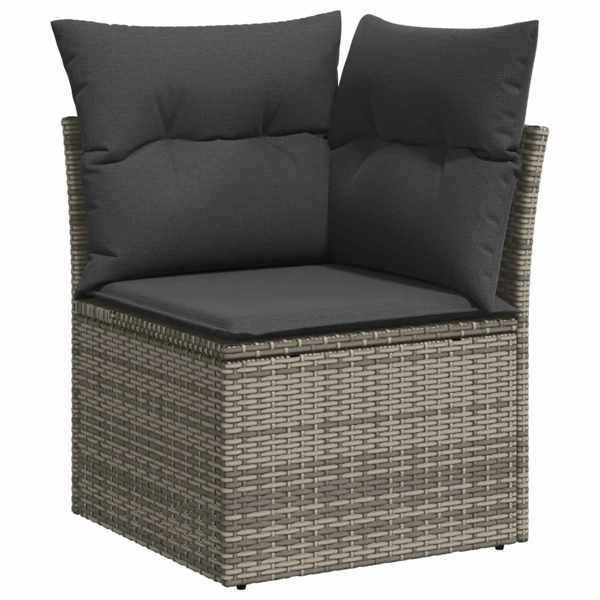 Modular Outdoor Seating Set 7 Piece Grey Poly Rattan Garden Sofa with Cushions and Glass Table for Patio and Garden Use