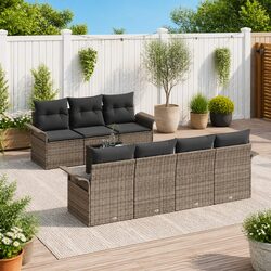8-Piece Modular Garden Sofa Set Specifications in Grey
