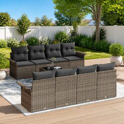 Modular Garden Sofa Set Specifications: 9 Pieces, Grey
