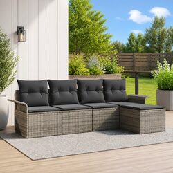 Garden Sofa Set 5 Piece Modular Outdoor Furniture Patio Rattan Grey Lounge