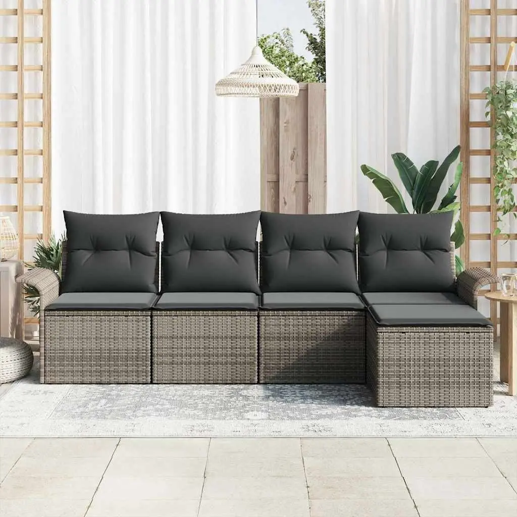 Garden Sofa Set 5 Piece Modular Outdoor Furniture Patio Rattan Grey Lounge