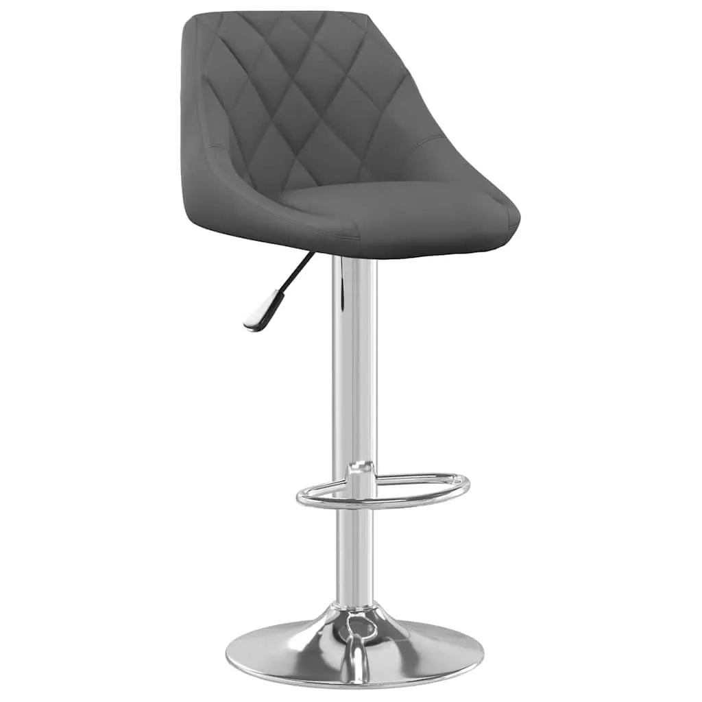 Bar Stools for Kitchen Counter 2 Piece Grey Velvet Swivel Adjustable Height