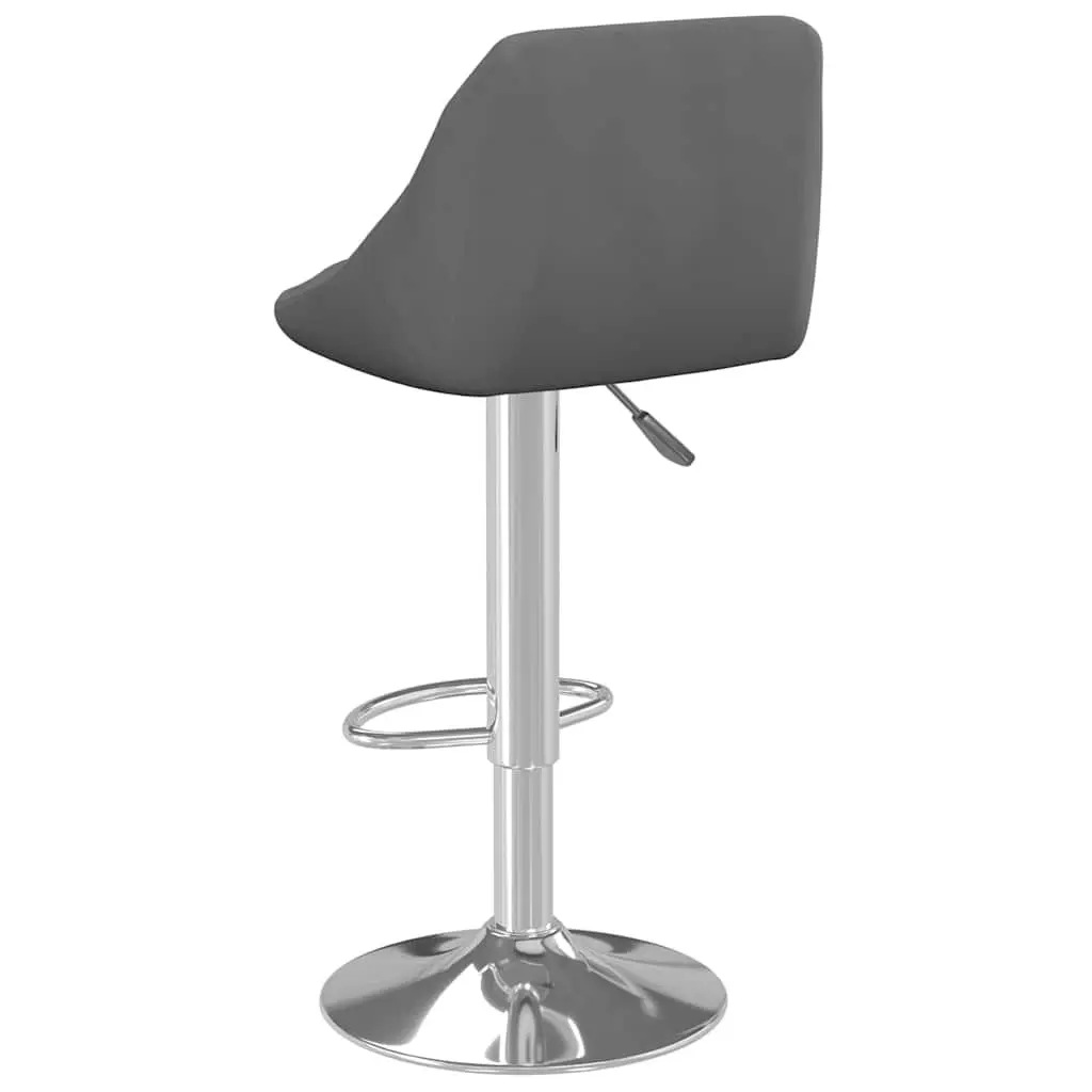 Bar Stools for Kitchen Counter 2 Piece Grey Velvet Swivel Adjustable Height