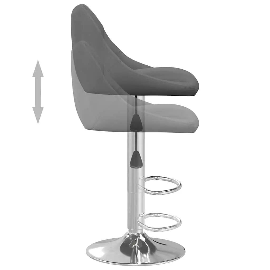 Bar Stools for Kitchen Counter 2 Piece Grey Velvet Swivel Adjustable Height