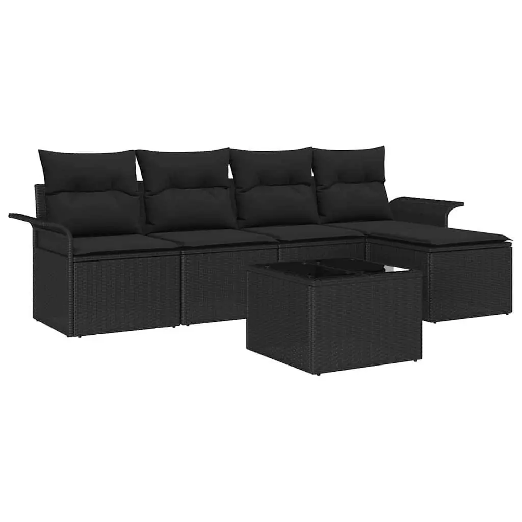 Modular Garden Sofa Set for Patio Outdoor Seating 6 Piece Black