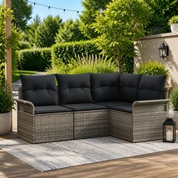 Specifications for 4-Piece Grey Poly Rattan Outdoor Sofa Set