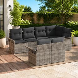 Modular Garden Sofa Set - 7 Pieces, Grey, Durable Materials