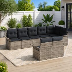 Specifications of 8-Piece Grey Modular Garden Sofa Set