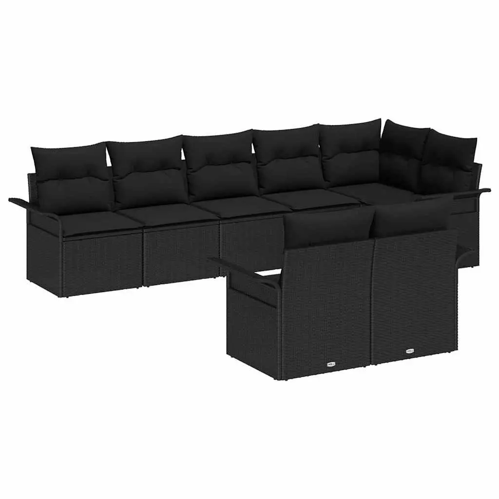 Modular Garden Sofa Set Outdoor Furniture 8 Pieces Black Poly Rattan