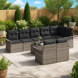9-Piece Modular Sofa Set: Grey Poly Rattan Specifications