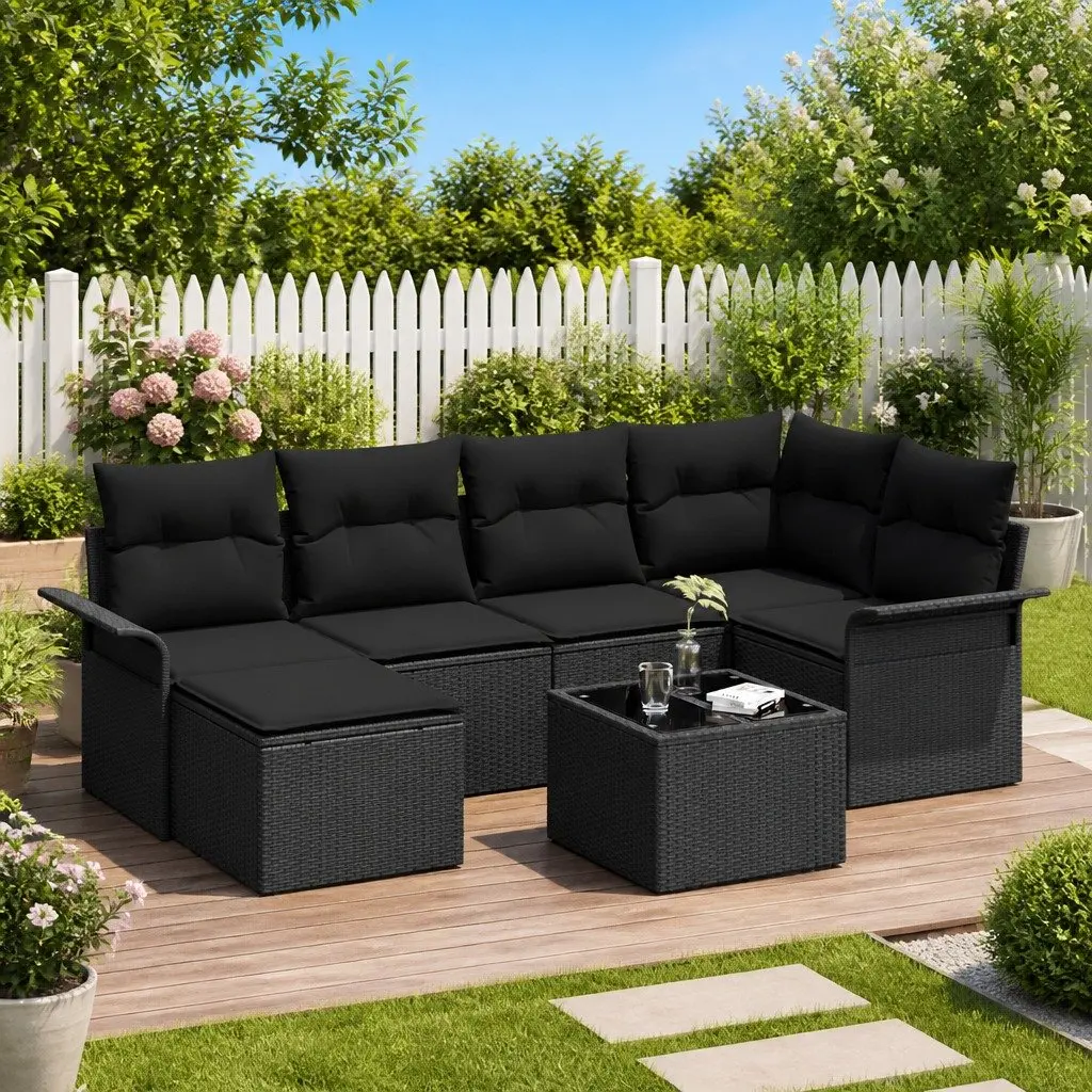 7-Piece Modular Outdoor Sofa Set in Black