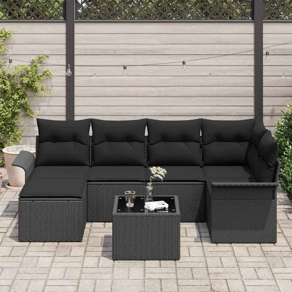 7-Piece Modular Outdoor Sofa Set in Black