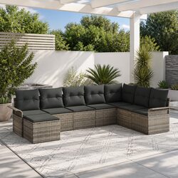 8-Piece Modular Garden Sofa Set – Grey Poly Rattan