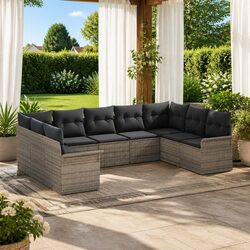 9-Piece Garden Sofa Set: Grey Modular Furniture
