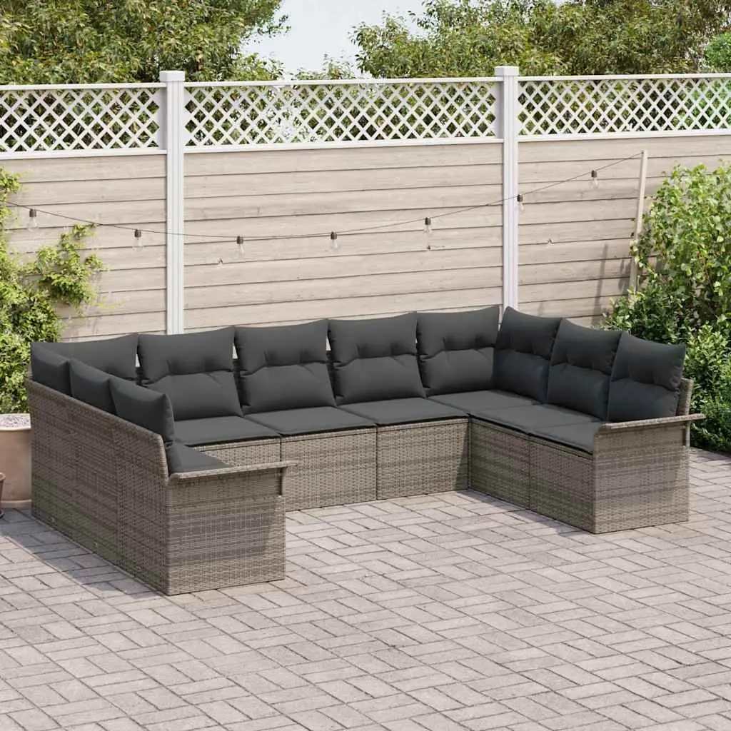Garden Sofa Set Outdoor Use 9 Pieces Grey Modular Patio Furniture