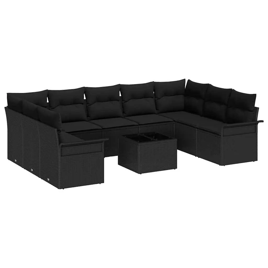 Garden Sofa Set Modular Outdoor Furniture 10 Pieces Black