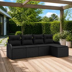 Specifications of 5-Piece Garden Sofa Set - Black Poly Rattan