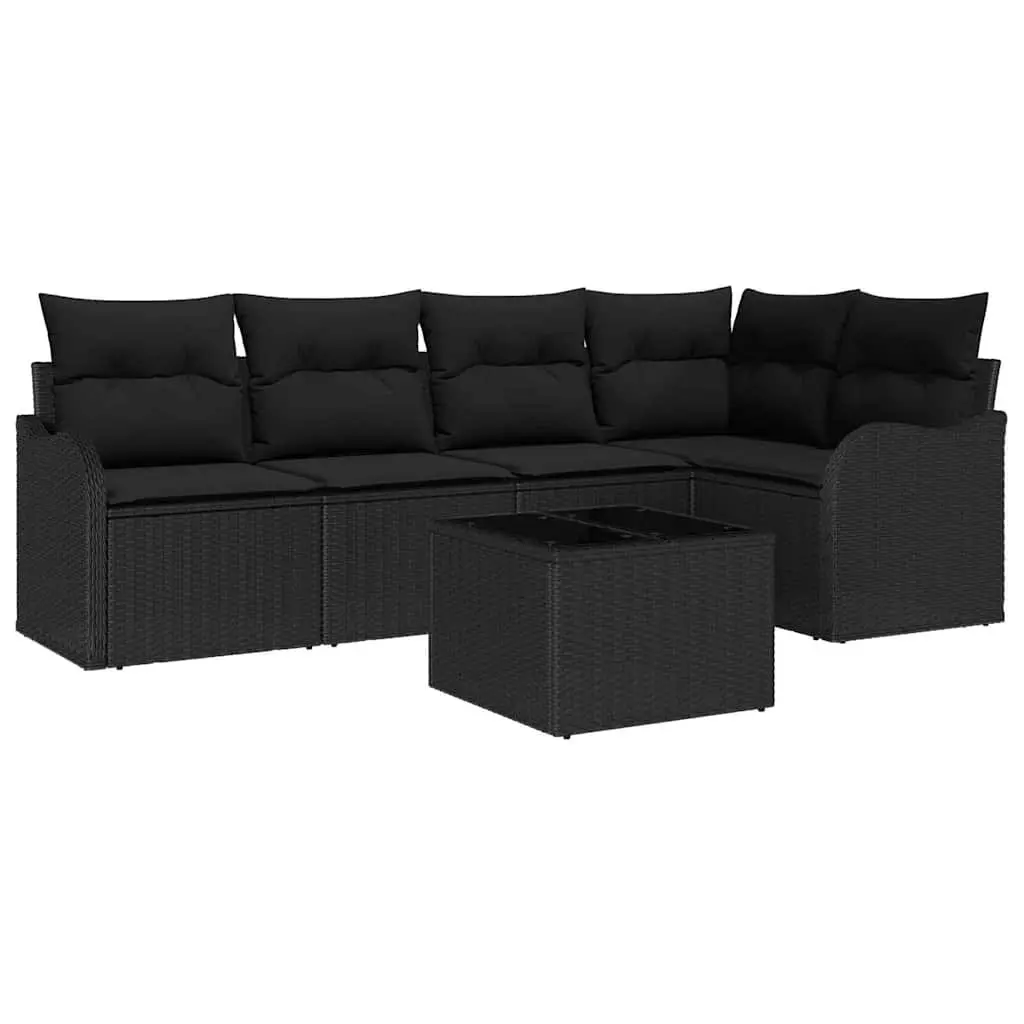 Modular Garden Sofa Set for Outdoor Use 6 Piece Black