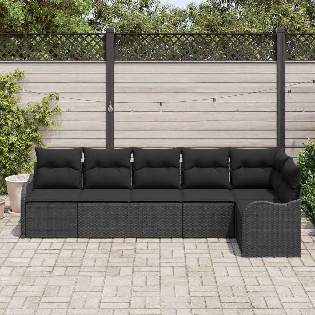 Modular Garden Sofa Set for Outdoor Use 6 Piece Black Poly Rattan