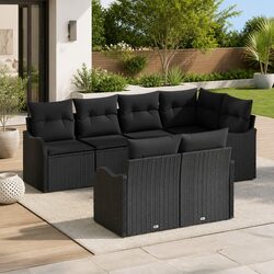 7-Piece Outdoor Sofa Set: Durable Black Rattan Design