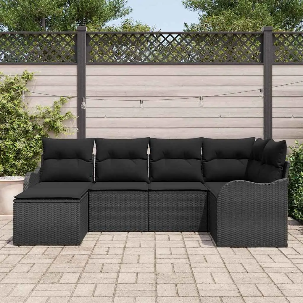 Modular Garden Sofa Set 6 Pieces, Black