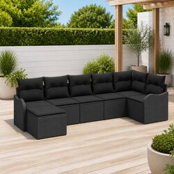 Specifications of 7-Piece Modular Black Poly Rattan Sofa Set