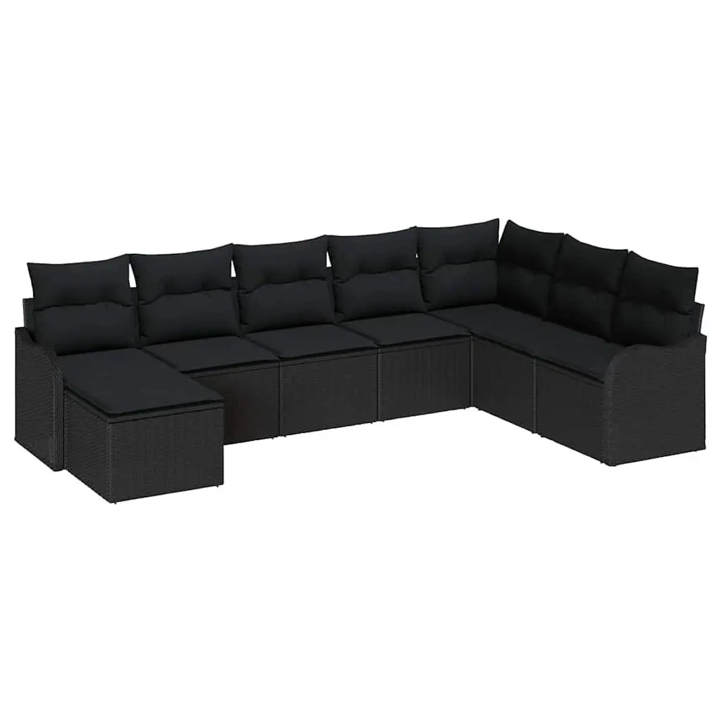 Garden Sofa Set Outdoor Furniture 8 Pieces Black Poly Rattan