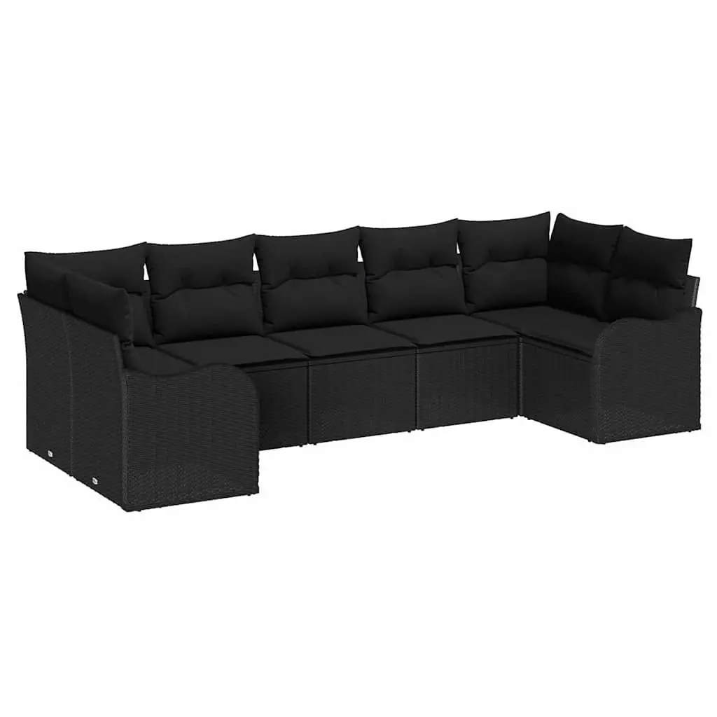 7 Piece Garden Sofa Set for Outdoor Use Black Modular Seating with Storage