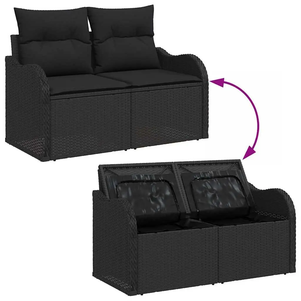 7 Piece Garden Sofa Set for Outdoor Use Black Modular Seating with Storage