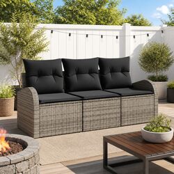 Factual Overview: 3 Piece Garden Sofa Set - Grey