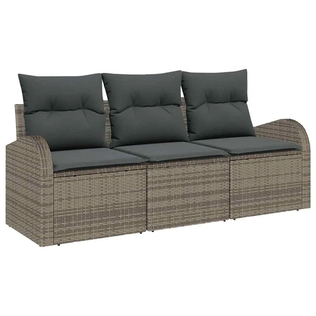 Garden Sofa Set 3 Piece Outdoor Furniture Modular Grey Poly Rattan Patio Lounge