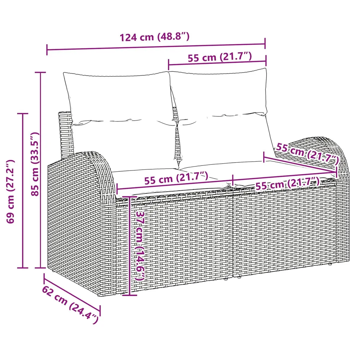 Outdoor Garden Sofa Set 5 Pieces Modular Seating with Storage Grey